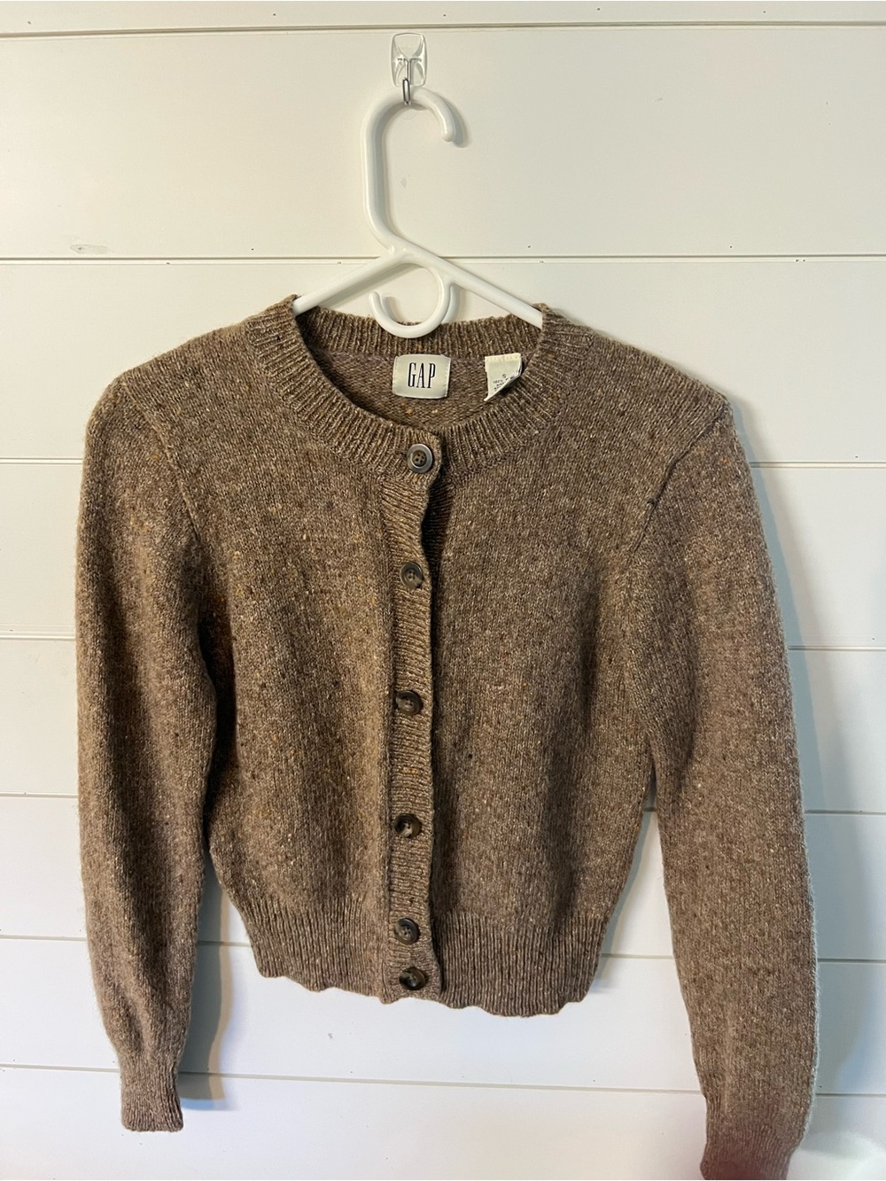 GAP Women's Heathered Brown Button-Front Cardigan